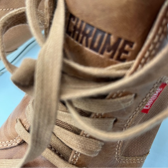 Chrome Men's Brown Leather & Mesh Lace Up Low Top Casual Sneakers 9.5 Skater - Picture 11 of 16